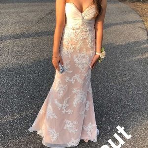 Light pink embroidered prom dress